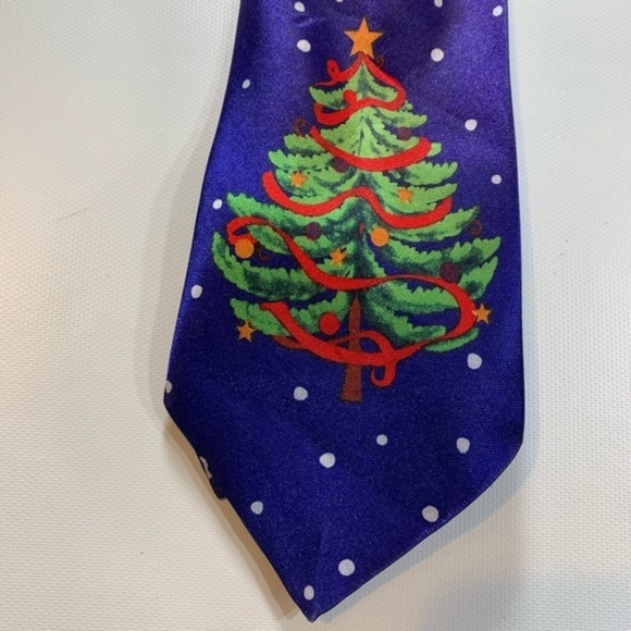 Tie | Christmas Tree Blue Tie Holiday Party Xmas - Picture 1 of 8